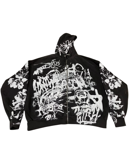 "STOP" Black Zip-Up