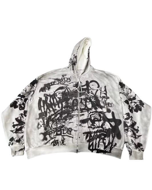 "STOP" White Zip up
