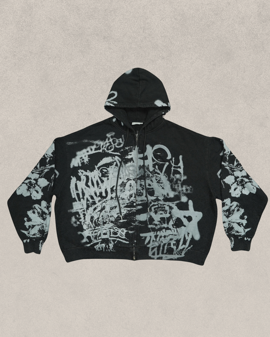 "STOP" Black Zip-Up